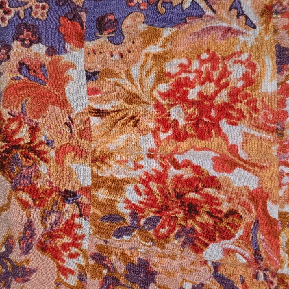 Myra Bag V-Neck A-Line Orange Purple Floral Elastic Waist Dress Womens Size L - Picture 16 of 16